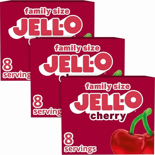 Vista 22 de Jell-O Gelatin Dessert Mix, Family Size, Cherry, 6 oz Box