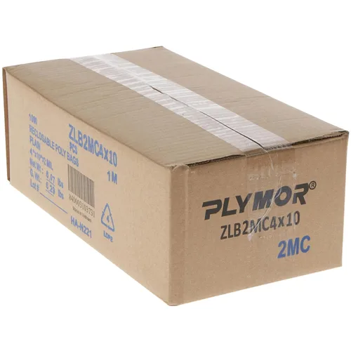 Vista 3 de Plymor 4 x 10 pulgadas (caja de 1000), bolsas de plástico con cierre de cremallera de 2 mil
