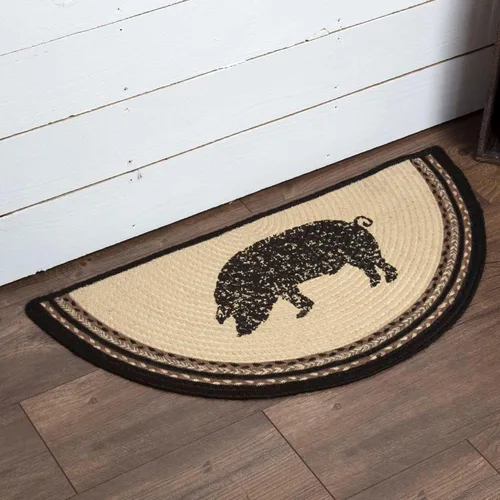 Vista 11 de VHC Brands Sawyer Mill - Tapete pequeño de yute medio círculo, color liso, para entrada y cocina, tapete antideslizante de 16.5 x 33 pulgadas (vaca)