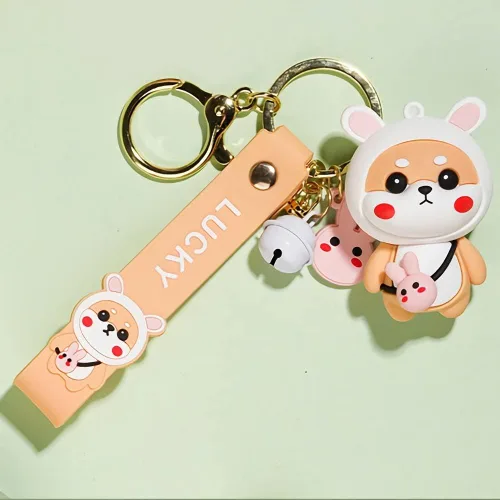 Vista 3 de Xmingz Llavero de perro Shiba Inu de dibujos animados para mujer