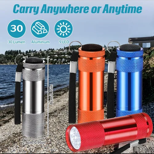 Vista 2 de VIHOSE 20 piezas de linternas mini a granel, linterna de mano brillante de aluminio con cordón, linternas LED pequeñas para lectura nocturna Lovely