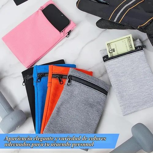 Vista 7 de Deekin Bolsa de muñeca con cremallera, 6 piezas, cartera de viaje, bolsillo para mujer, banda para billetera, para hombres, tarjeta, llave, correr