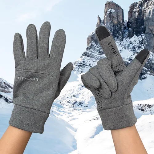Vista 7 de Guantes de invierno para hombres y mujeres, guantes de ciclismo resistentes al viento para clima frío para hombres, guantes de correr al aire libre