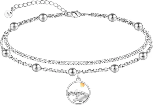 Vista 63 de CHIC & ARTSY Tobilleras de plata de ley S925 para mujer, pulsera de tobillo ajustable multicapa para playa, joyería de verano para mujer, de 10 a 11