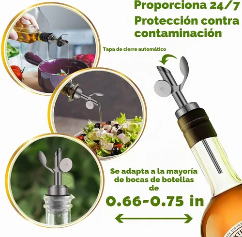Vista 3 de WAFJAMF Paquete de 2 vertedores de botellas con peso de acero inoxidable, abatibles automáticos, color negro negro (Black-2 pcs)