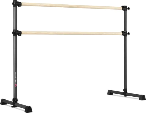 Vista 20 de Barra de ballet portátil independiente doble Vita Barre, Prodigy, de madera Altura ajustable, hecha en EE. UU., equipo de ejercicio para casa
