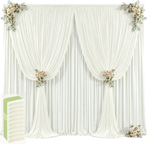 Vista 48 de 20 pies x 12 pies Cortinas de Telón de Fondo Azul Bebé Sin Arrugas para Bodas y Fiestas, Telón de Fondo de Tela Azul, Cortinas para Bodas