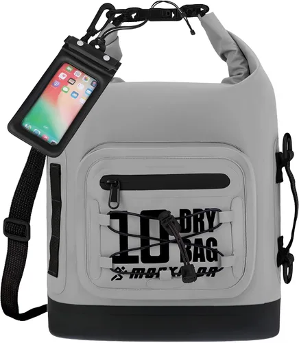 Vista 35 de MORXPLOR Bolsa seca impermeable, 5L/10L/20L/30L/40L/55L Mochila seca con funda impermeable para teléfono para natación, kayak