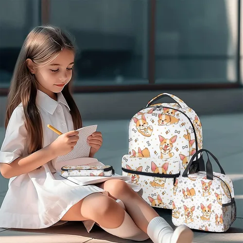 Vista 2 de Linda mochila Corgi, mochila escolar de 16 pulgadas con correas ajustables, duradera, ligera, mochila escolar