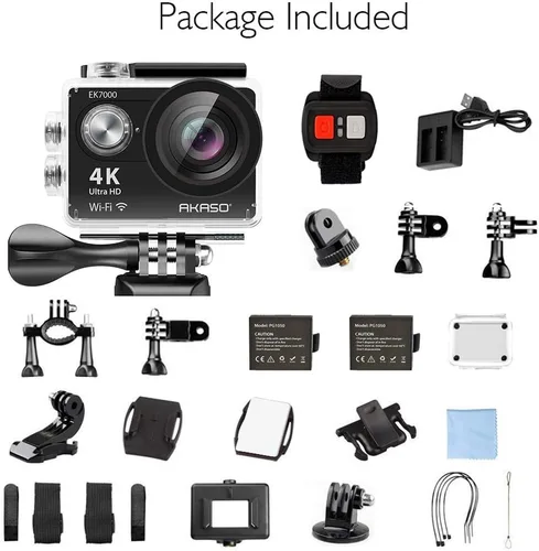 Vista 7 de AKASO EK7000 4K Cámara de acción Ultra HD Cámara subacuática 170 grados gran angular 98FT Cámara impermeable Control remoto negro