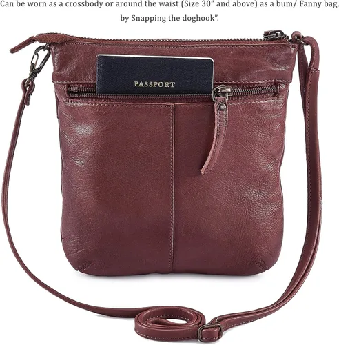 Vista 5 de Bolso bandolera para mujer, pequeño bolso de cuero real, bolso cruzado de viaje vintage hecho a mano