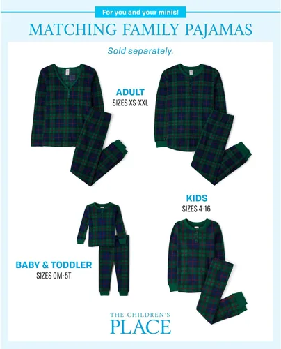 Vista 3 de The Children's Place Family Matching, Plaid Waffle 2 Piece Pajama Sets