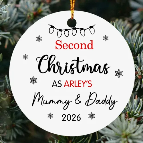 Vista 24 de Recuerdo personalizado para el segundo aniversario del señor y la fecha para pareja, adorno de aniversario de boda, decoración de árbol de Navidad
