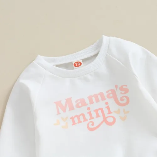 Vista 4 de Conjunto de sudadera de manga larga para bebé y niña, para otoño, invierno, sudadera a cuadros y pantalones elásticos