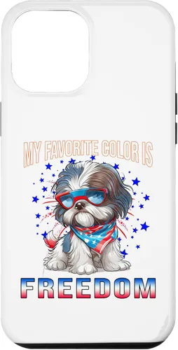Vista 10 de Funda patriótica para iPhone 12 mini Shih_Tzu Dog American Flag del 4 de julio