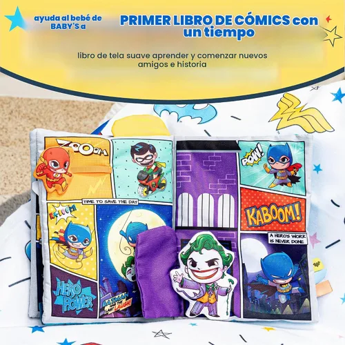 Vista 3 de Mi primer libro de cómics suave - Kids Preferred DC Comics El Batman Bravos Pequeños Héroes Libro sensorial suave para bebés con textura crujiente