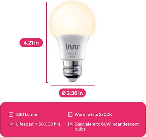 Vista 4 de innr Bombillas inteligentes, blanco cálido, para hubs Hue* y Zigbee