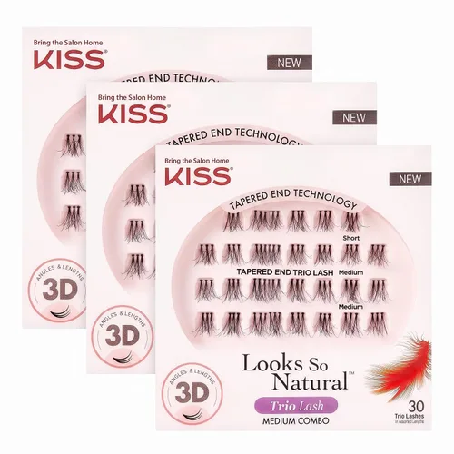 Vista 14 de KISS Looks So Natural - Pestañas postizas, ligeras y cómodas, tecnología de extremo ahusado, reutilizables, libres de crueldad, compatibles