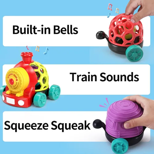 Vista 3 de Tren de Juguete para Bebés, Juguete de Autos Suaves para Bebés de 6-12 Meses Regalos para Niños, Juguete de Tren Musical para Niños Pequeños de 1-3