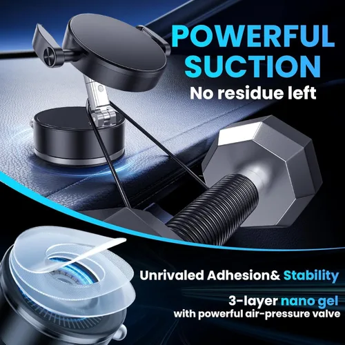 Vista 5 de Soporte magnético para teléfono de coche con ventosa fuerte, soporte universal de 360 para teléfono celular para iPhone 16 Pro Max, accesorios