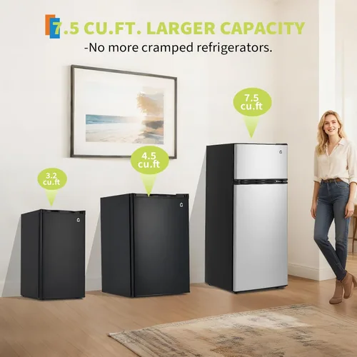 Vista 8 de Garvee Refrigerador compacto de 3.2 pies cúbicos Mini refrigerador de una puerta con funcionamiento silencioso y eficiente energéticamente