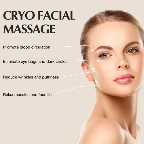 Vista 4 de Gua Sha Cryo Sticks 2 en 1, herramientas para el cuidado facial de la piel para mujeres, masaje facial y de ojos, suministros esteticistas de acero