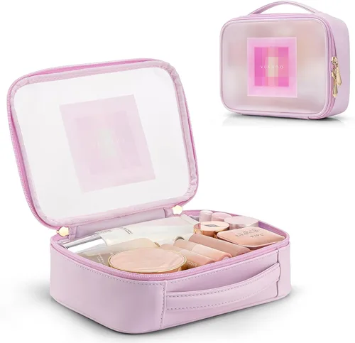 Vista 14 de Vlando - Bolsa de maquillaje de viaje, organizador de bolsa de maquillaje, ideas de regalo para mujeres y niñas, bolsa de almacenamiento