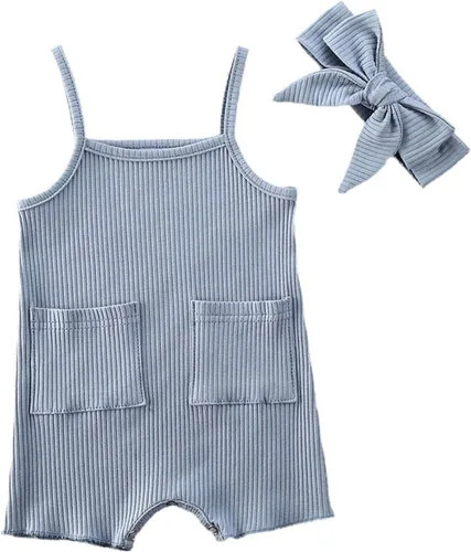 Vista 9 de Mameluco para bebé niña y niño, mono liso de una pieza, sin mangas, ropa de bebé de una pieza, trajes de verano beige (A-Beige)