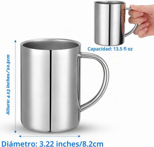 Vista 6 de Taza de café de doble pared de acero inoxidable de grado