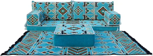 Vista 7 de arabicsofa Asientos de piso oriental para habitación de invitados - Sofá Majlis de asientos bajos turquesa