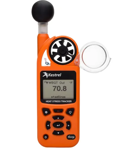 Vista 10 de Kestrel 5400 Heat Stress Tracker Pro con eslabón, brújula y soporte de paleta, naranja