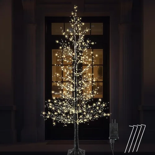 Vista 9 de Juego de árbol de abedul iluminado de 2 a 4 pies con 500 luces LED blancas Árboles negros