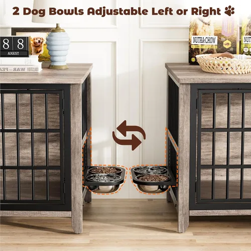 Vista 15 de Lulive Muebles para jaula para perros, 37.8 pulgadas de largo x 23.6 pulgadas de ancho x 27 pulgadas de alto, gris
