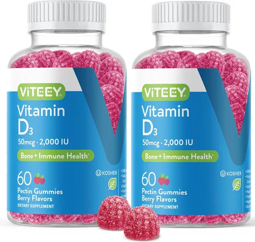Vista 7 de Viteey Gomitas de vitamina D3 para adultos y adolescentes, 2,000 UI, 50 mcg, fuerza regular, salud muscular, refuerzo inmunológico, gomitas