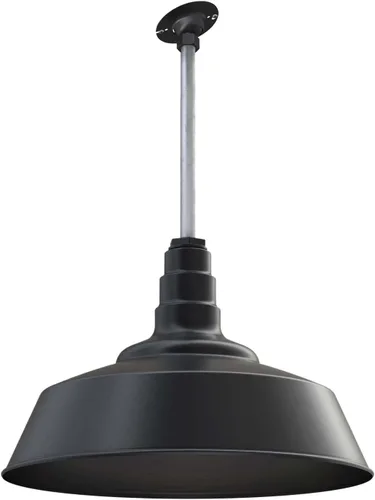 Vista 42 de Steel Lighting Co. Manhattan Warehouse Light Colgante montado en el techo Cúpula de 20 pulgadas vástago de 12 pulgadas Luz de granero