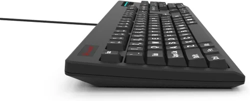 Vista 3 de Nueva impresión grande de 104 teclas USB con cable de 7 pies, resistente a derrames, negro elegante, teclado duradero para laptop, Mac, TV