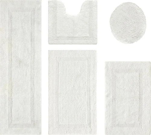 Vista 219 de Better Trends - Juego de 2 alfombras de baño 100% algodón, extra suaves, con borlas, de 17" x 24", alfombra de baño superabsorbente y reversible