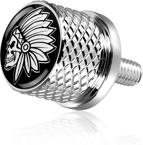 Vista 9 de Tornillo de tornillo de asiento de guardabarros moleteado de acero inoxidable negro de 1/4 "-20 roscas compatible con Harley Sportster Touring