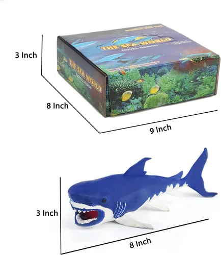 Vista 5 de Paquete de 10 juguetes de tiburón, 8 pulgadas, suaves y elásticos, juego de tiburón realista, juguetes flotantes para tina y recuerdos de fiesta