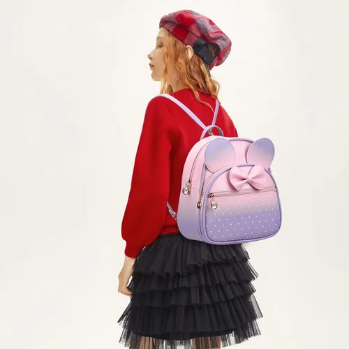 Vista 6 de KL928 - Mochila mini con diseño de lunares y moño para niñas, convertible a bandolera y bolso para mujeres, Pequeño, Casual
