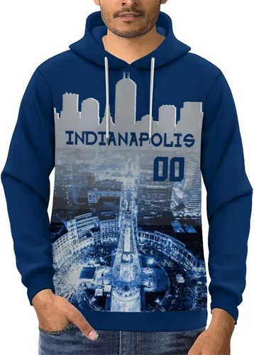 Vista 128 de Custom Football Hoodies City Night Skyline Personalized Sweatshirt Name Number Fan Gift Pullover for Men Women Youth