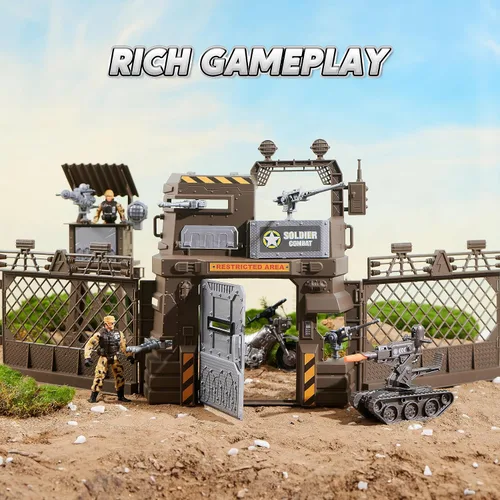 Vista 5 de JOYIN Juego de juguetes militares, juguetes militares para niños, incluyendo helicóptero con luz realista, sonido y mango, camiones Bruder, barco
