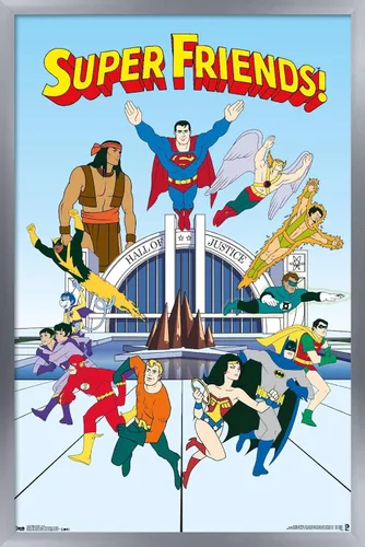 Vista 9 de Trends International DC Comics Super Friends - Póster de pared del equipo, 22.4 pulgadas de largo x 14.7 pulgadas, versión enmarcada de madera