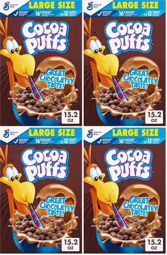 Vista 16 de Cocoa Puffs, Cereal de desayuno con chocolate, hecho con grano entero, 10.4