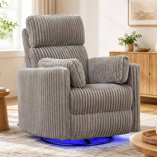 Vista 8 de IPKIG Power Swivel Recliner Nursery Rocking Glider Chairs, Corduroy, Grey