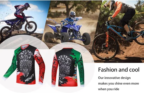 Vista 4 de Camiseta de ciclismo de montaña para hombre, manga larga, MTB Off-Road México, camisetas de descenso y motocross