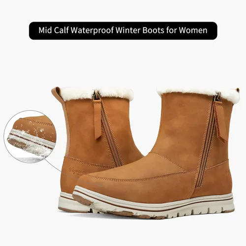 Vista 7 de Vepose Botines de nieve para mujer, impermeables, cortavientos, cálidos, para invierno