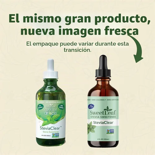Vista 3 de SWEETLEAFs, extracto de líquido de stevia transparente de 4 oz Unflavored Sweet Drops, Organic Stevia Leaf Extract, Zero Calorie, No Erythritol