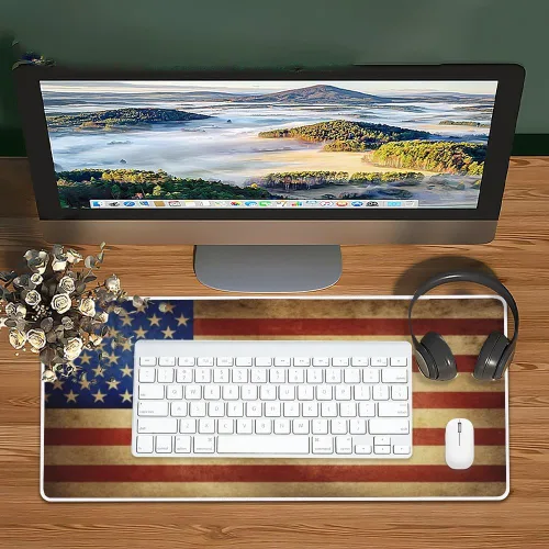 Vista 6 de Retro Old Flag Mouse Pad Large Gaming Mousepad with Non- Slip Rubber Base Smooth Face Desktop Mouse Pad Mous Office Essentials for Women for School