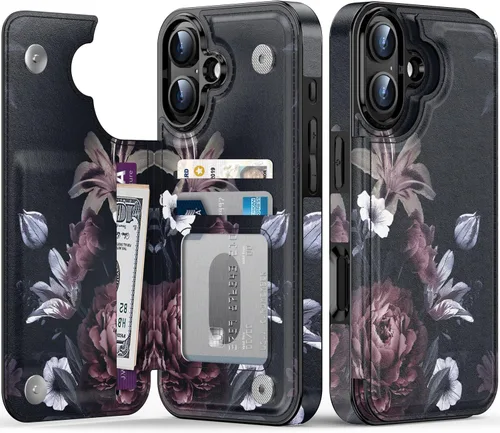 Vista 44 de LETO para iPhone 15 Pro Funda tipo cartera - Tapa tipo folio con patada - Diseños de moda - Tarjetero - Funda protectora para mujeres y niñas - 6.1